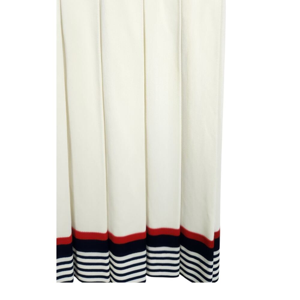 Vtg S/M Pleated Scooter Dress Tennis V-Neck Red Blue Drop Waist 60 70s Preppy - Picture 4 of 7